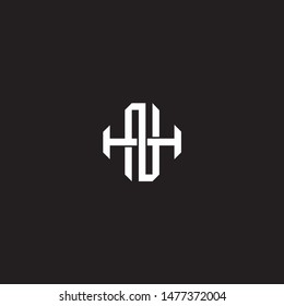 Logo initial NH N H HN monogram locked style with black and white colors