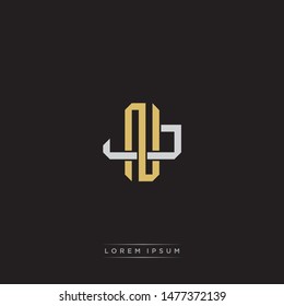 Logo initial NJ N J JN monogram letter vintage style gold and grey colors isolated on black background