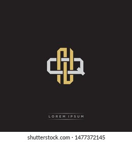 Logo initial NQ N Q QN monogram letter vintage style gold and grey colors isolated on black background
