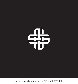 Logo initial NS N S SN monogram locked style with black and white colors