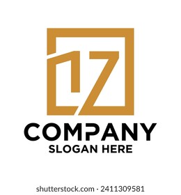 LOGO INITIAL NUMBERS 1 7 SQUARE COMBINATION