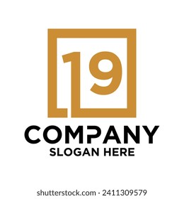 LOGO INITIAL NUMBERS 1 9 SQUARE COMBINATION