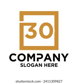 LOGO INITIAL NUMBERS 3 0 SQUARE COMBINATION