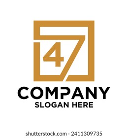 LOGO INITIAL NUMBERS 4 7 SQUARE COMBINATION