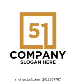 LOGO INITIAL NUMBERS 5 1 SQUARE COMBINATION