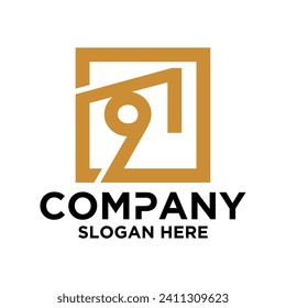 LOGO INITIAL NUMBERS 9 1 SQUARE COMBINATION