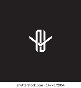 Logo initial NV N V VN monogram locked style with black and white colors