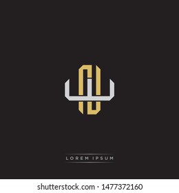 Logo initial NW N W WN monogram letter vintage style gold and grey colors isolated on black background
