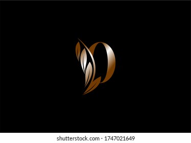 Logo Initial O letter minimalist beauty flourishes golden monogram