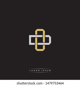Logo initial OD O D DO monogram letter vintage style gold and grey colors isolated on black background