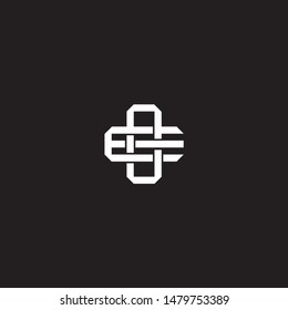 Logo initial OE O E EO monogram locked style with black and white colors