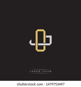 Logo initial OJ O J J O monogram letter vintage style gold and grey colors isolated on black background