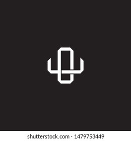 Logo initial OU O U UO monogram locked style with black and white colors