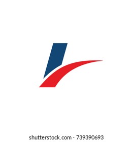 i logo, i initial overlapping swoosh letter logo blue and red