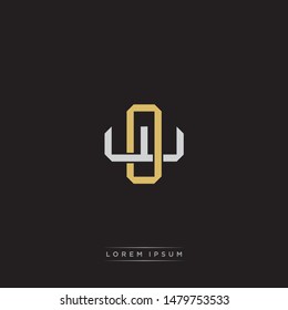 Logo initial OW O W WO monogram letter vintage style gold and grey colors isolated on black background