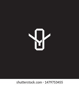 Logo initial OY O Y YO monogram locked style with black and white colors