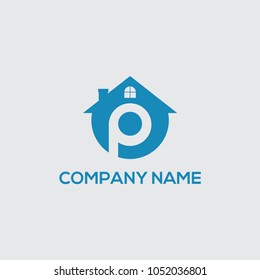 logo initial p home vector