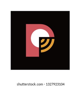 logo with initial P from parrot wifi logo design