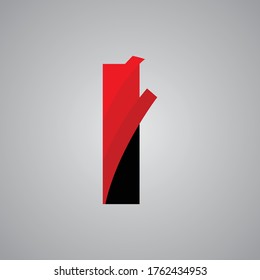 Logo I Diseño inicial rojo y negro
