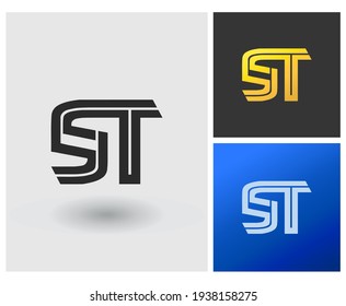 Logo initial ST bold big shape with square app concept