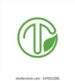 logo initial t leaf icon