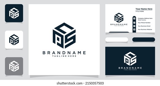 Logo Initial three letters Template, Modern Style, Hexagon shape concept