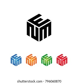 Logo Initial three letters Template.Modern Style. Hexagon shape concept.Black,Blue,Orange,Green,Red color on white background