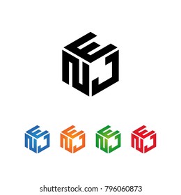Logo Initial three letters Template.Modern Style. Hexagon shape concept.Black,Blue,Orange,Green,Red color on white background