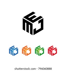 Logo Initial three letters Template.Modern Style. Hexagon shape concept.Black,Blue,Orange,Green,Red color on white background