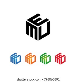 Logo Initial three letters Template.Modern Style. Hexagon shape concept.Black,Blue,Orange,Green,Red color on white background