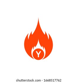 Logo initial Y fire flat icon template