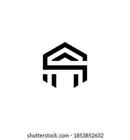 logo initials A clean black color and elegant technology