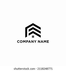 iniciales de logotipo de diseño, con ilustración de casa