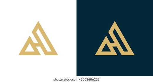 The logo with the initials H is triangular. Logo, icon, creative, vector logo, illustration.