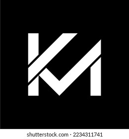 logo with the initials k and m in black and white, suitable for companies that emphasize simplicity and luxury