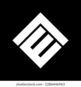 logotipo con las iniciales letras LE, color blanco LW con fondo negro en forma de rhombus, adecuado para logotipos electrónicos de la empresa, contadores de teléfonos celulares, agentes de viaje, agua mineral y otros