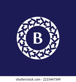 logo initials letter B. modern and elegant circle emblem. ornamental circular emblem. same pattern emblem