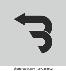 Logotipo con las iniciales letra B, con los símbolos flecha en la parte superior del estuche monograma negro