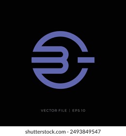 Logo with initials letter BC CB circle and switch symbol