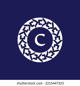 logo initials letter C. modern and elegant circle emblem. ornamental circular emblem. same pattern emblem