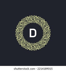 logo initials letter D. logo emblem circle elegant and organic. round pattern ornament