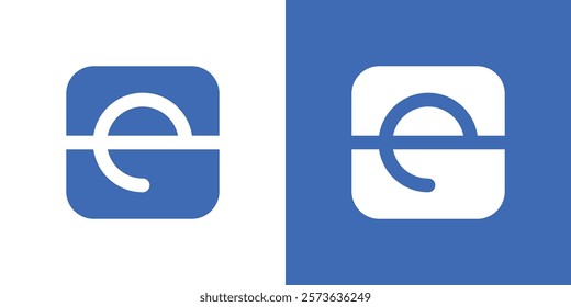 The logo initials the letter E is a negative space in the shape of a rectangle. Logo, template, icon, creative, vector logo, illustration.