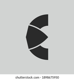 Logo with the initials letter E, with symbols arrow upper case black monogram