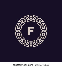 logo initials letter F. elegant and modern circle emblem. ornamental monogram emblem