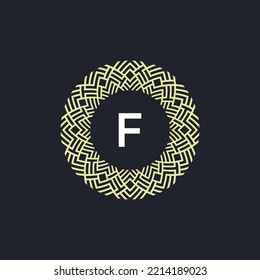 logo initials letter F. logo emblem circle elegant and organic. round pattern ornament