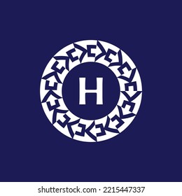 logo initials letter H. modern and elegant circle emblem. ornamental circular emblem. same pattern emblem