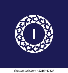 logo initials letter I. modern and elegant circle emblem. ornamental circular emblem. same pattern emblem