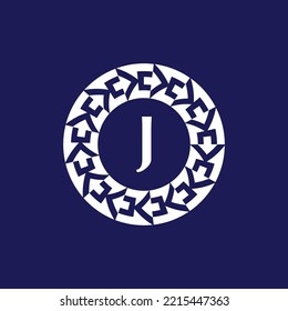 logo initials letter J. modern and elegant circle emblem. ornamental circular emblem. same pattern emblem