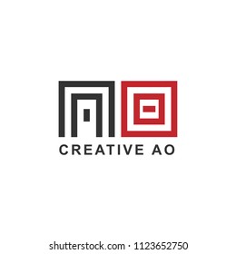 logo initials the letter MO or AO, with the concept of a simple line and look elegant