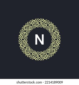 logo initials letter N. logo emblem circle elegant and organic. round pattern ornament